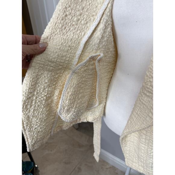Free People Cream Tie-Waist Gauze Wrap Jacket blazer Size XS Cotton NWOT - Picture 5 of 8